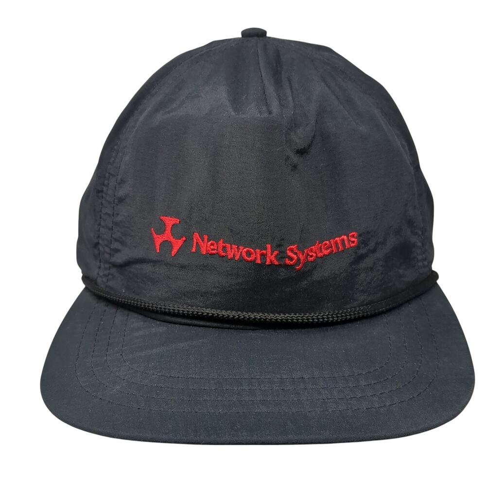 Network Systems Slideback Trucker Hat Black One Size Rope Duckster Vintage USA